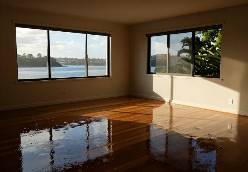 Flooded warehouse in Eastern Creek before restoration
